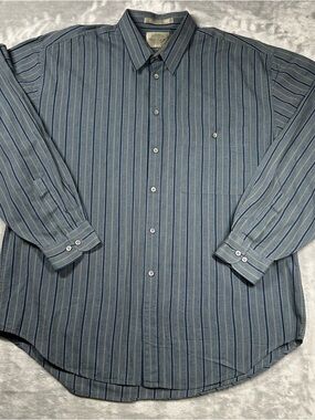 Vtg 90s Dockers Levis Striped Button Up Shirt Mens Large 100% Cotton Blue